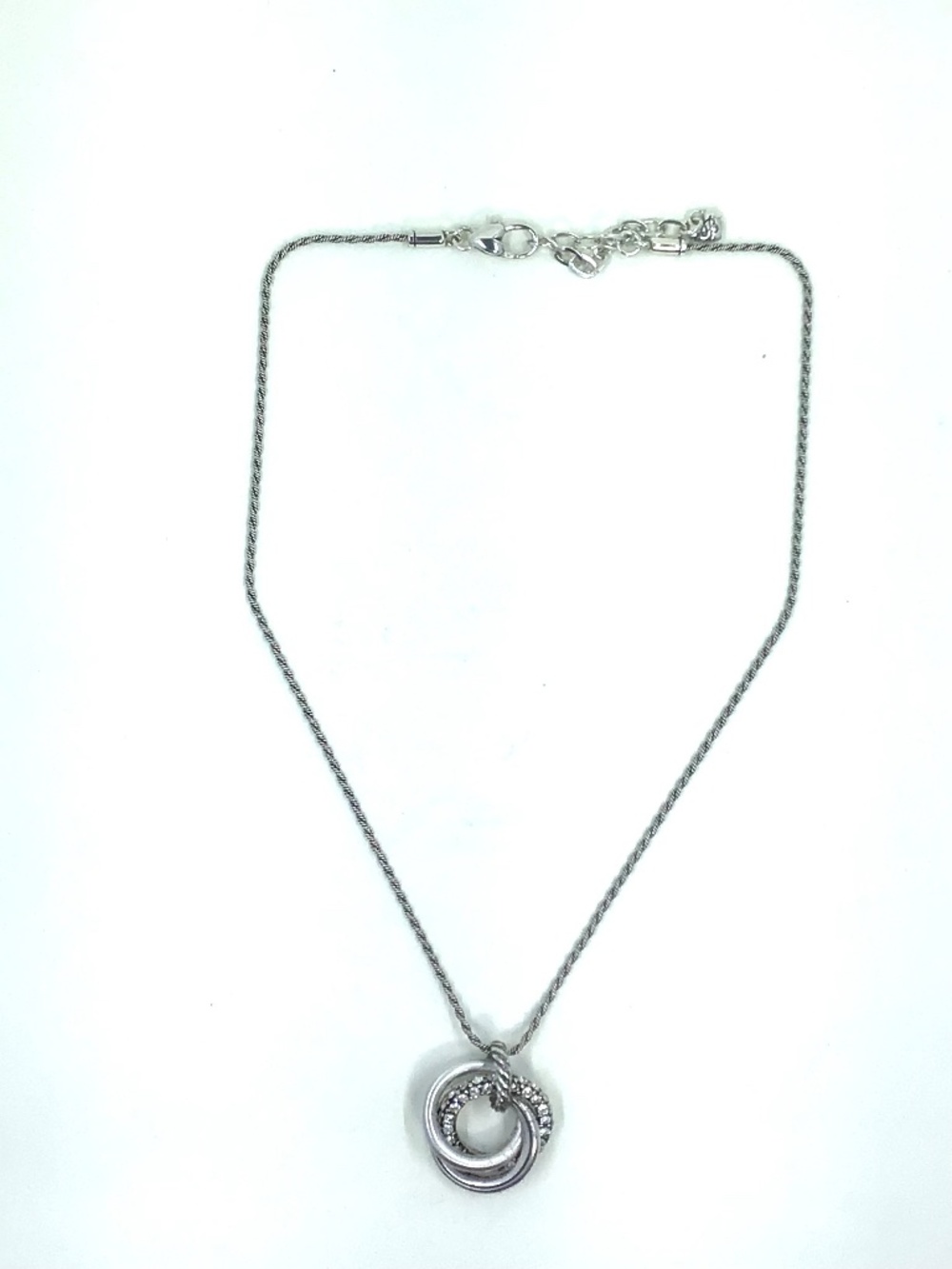 Brighton Crystal Voyage Trio Pendant Necklace Two-tone Linked Rings